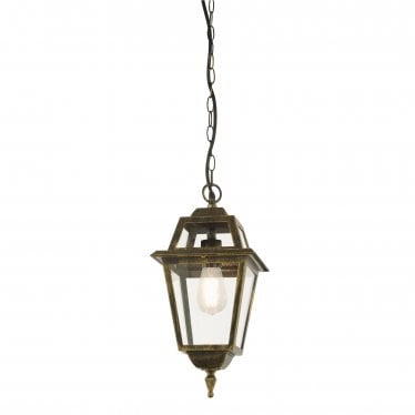 New Orleans Pendant Lantern - Black Gold & Glass - IP44