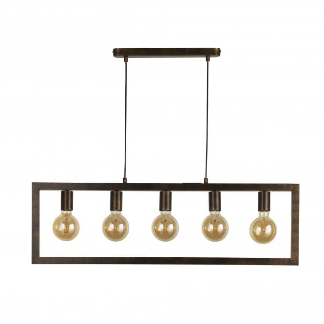 Searchlight Lighting Searchlight Lighting Oblong 5 Light Ceiling Pendant - Rustic Brown