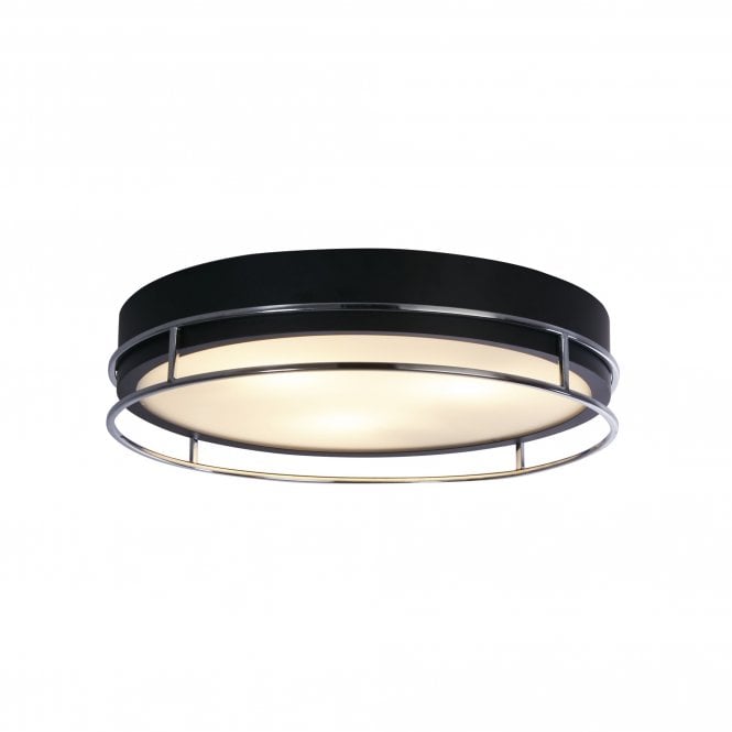 Searchlight Lighting Searchlight Lighting Phoenix 3 Light Flush - Black, Chrome & Frosted Glass