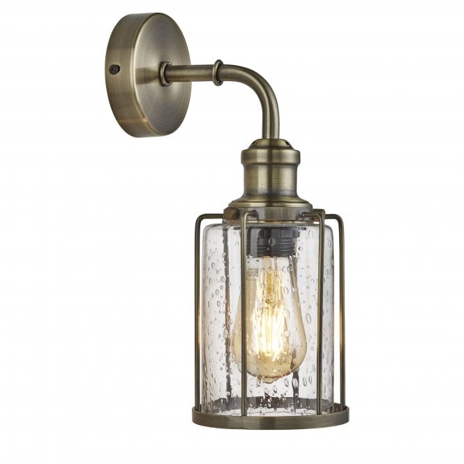 Searchlight Lighting Searchlight Lighting Pipes Single Wall Light, Antique Brass With Seeded Glass