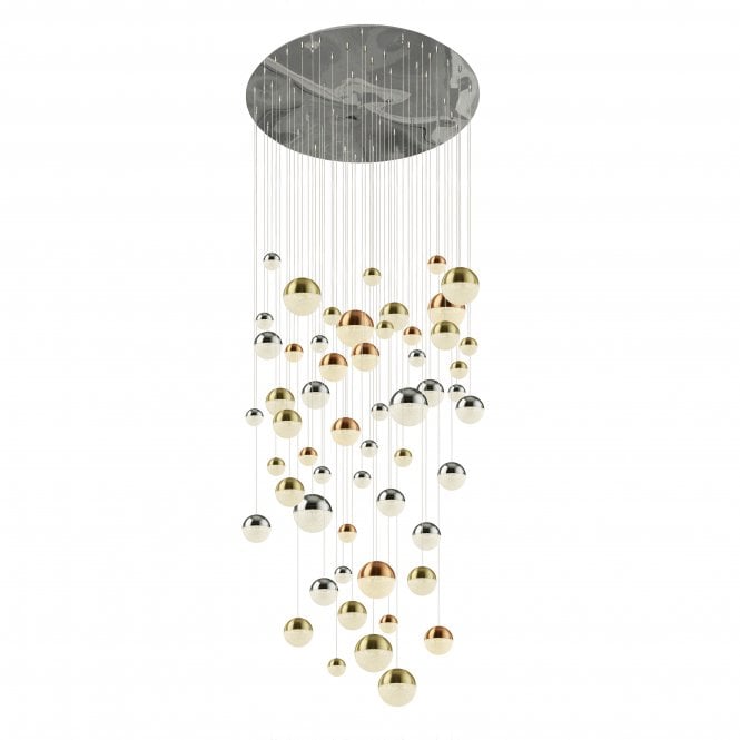 Searchlight Lighting Searchlight Lighting Planets 55 Light Multi-Drop Pendant - Copper, Chrome & Satin Brass