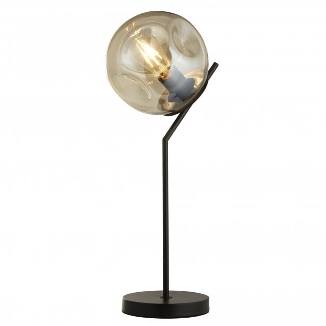 Searchlight Lighting Searchlight Lighting Punch Table Lamp - Black Metal & Champagne Punched Glass