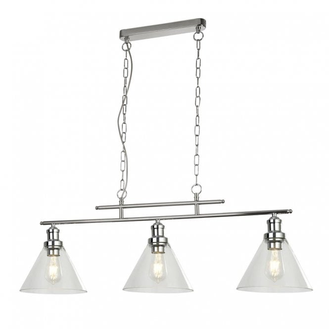 Searchlight Lighting Searchlight Lighting Pyramid 3 Light Bar Pendant - Chrome Metal & Glass