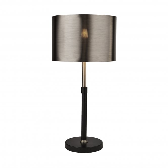 Searchlight Lighting Searchlight Lighting Rachel Single Table Lamp - Black, Satin Silver & Chrome Shade