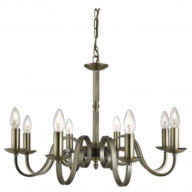 Searchlight Lighting Searchlight Lighting Richmond 8 Light Ceiling Fitting With Candle Style Sconces - Antique Brass