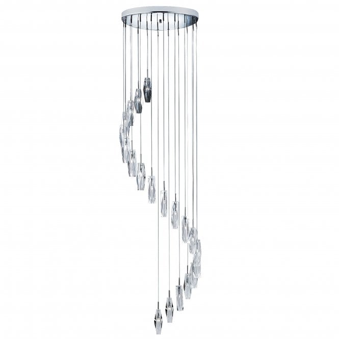 Searchlight Lighting Searchlight Lighting Sculptured Ice 20 Light Multi-Drop Pendant - Chrome, Clear Crystal