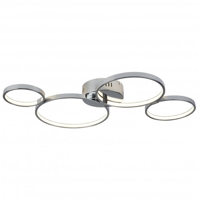 Searchlight Lighting Searchlight Lighting Solexa 4 Ring LED Ceiling Flush Fitting, Chrome