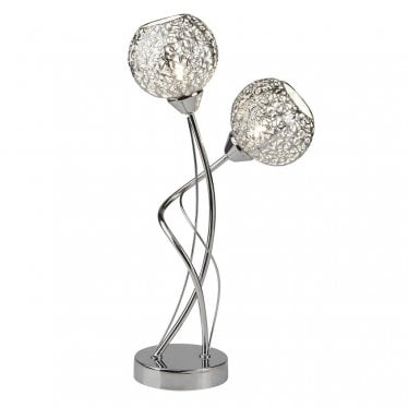 Souk 2 Light Table Lamp - Chrome & Laser Cut Shades