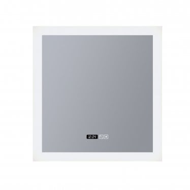 Square Bathroom Mirror - Digital Clock & Demister