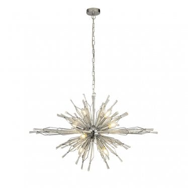 Starburst 8 Light Ceiling Pendant - Chrome & Glass