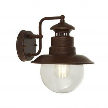 Station Outdoor Wall Light - Rustic Brown & Clear Glass