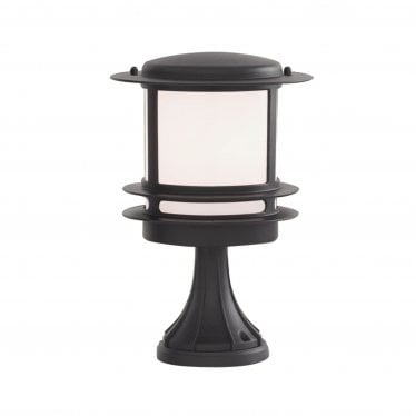 Stroud Bollard - Black Metal & White Polycarbonate - IP44