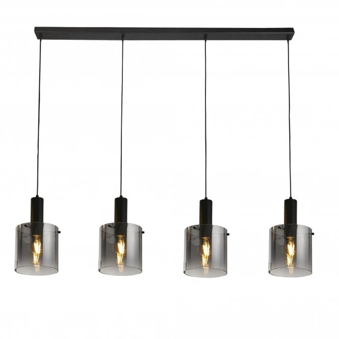 Searchlight Lighting Searchlight Lighting Sweden 4 Light Bar Pendant - Black & Smoked Ombre Glass