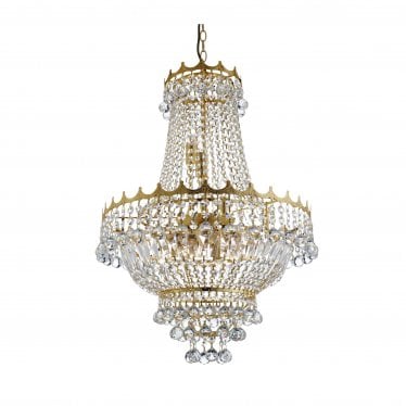 Versailles 9 Light Chandelier - Gold Frame & Crystal