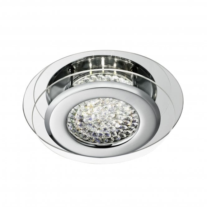 Searchlight Lighting Searchlight Lighting Vesta Chrome LED Flush Light With Crystal Centre Decoration