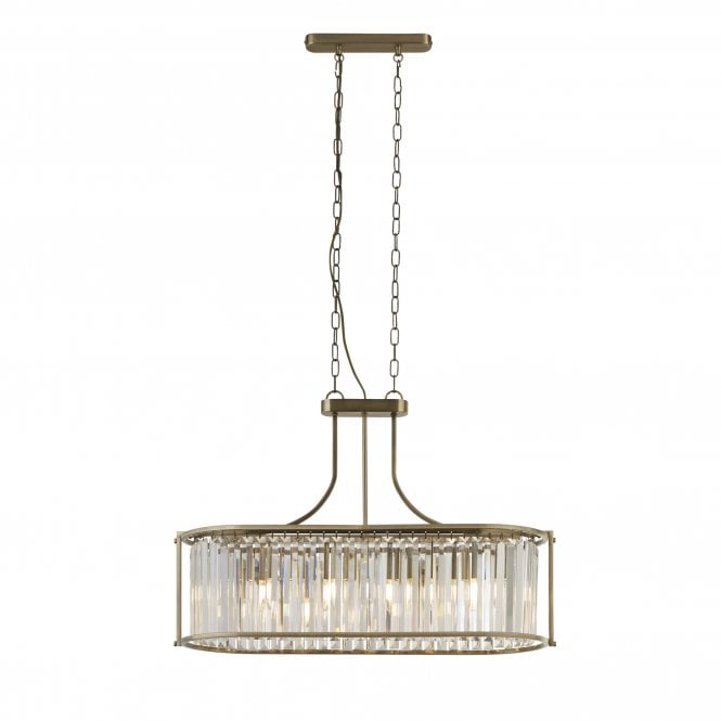 Searchlight Lighting Searchlight Lighting Victoria 5 Light Oval Pendant - Antique Brass & Clear Crystal