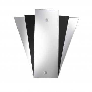 Wall Mirror Light - Deco Fan Style Black