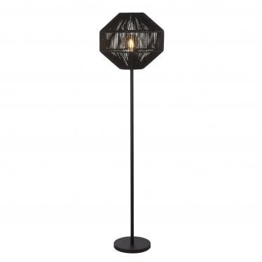 Wicker Floor Lamp - Black Wicker