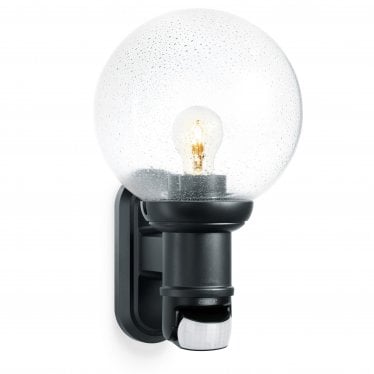 L 560 S Classic Globe Wall light with 140 Degree PIR - Black