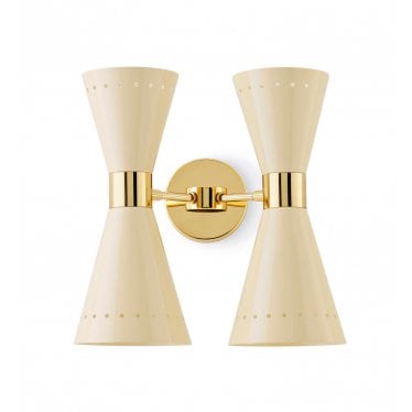 Megafono 2 Arm Wall Light - Gold & Ivory