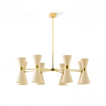 Megafono 8 Arm Pendant Chandelier - Gold & Ivory