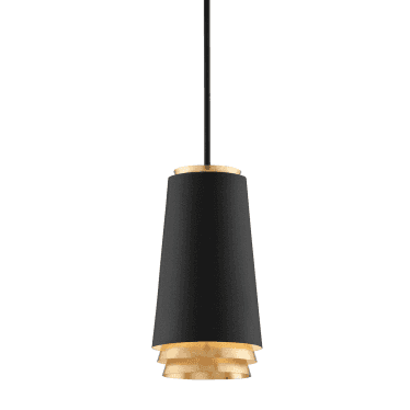 Fahrenheit 1 Light Pendant - Textured Black & Gold Leaf