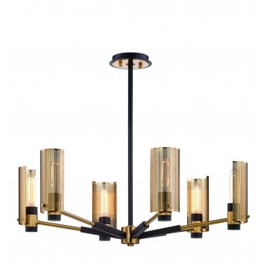 Pilsen 6 Light Chandelier - Modern Bronze & Aged Brass