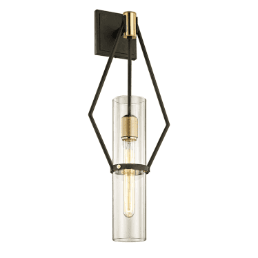 Raef Large 1 Light Wall Sconce Light - Textured Bronze & Brushed Brass