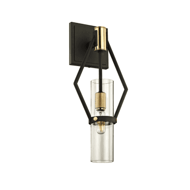 Raef Small 1 Light Wall Sconce Light - Textured Bronze & Brushed Brass