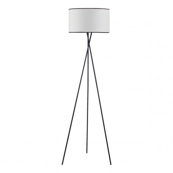 Utopia Lighting Utopia Lighting Ambiore Single Tripod Floor Lamp - Black & White Fabric Shade