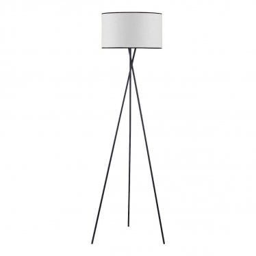 Ambiore Single Tripod Floor Lamp - Black & White Fabric Shade