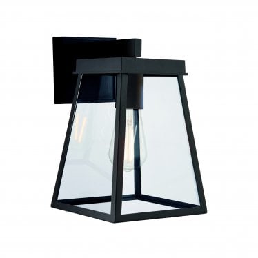 Beacon Single Light Wall Lantern - Textured Black & Clear Glass