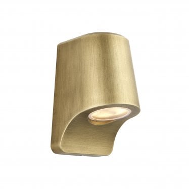 Compact Die Cast IP44 LED Wall Light - Matt Antique Brass & Frosted Glass