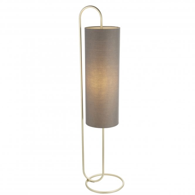 Utopia Lighting Utopia Lighting Curved Metal Frame Floor Lamp - Antique Brass With Grey Shade - Tall