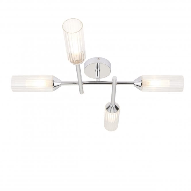 Utopia Lighting Utopia Lighting Flute 4 Light Semi-Flush - Frosted, Ribbed Glass & Chrome