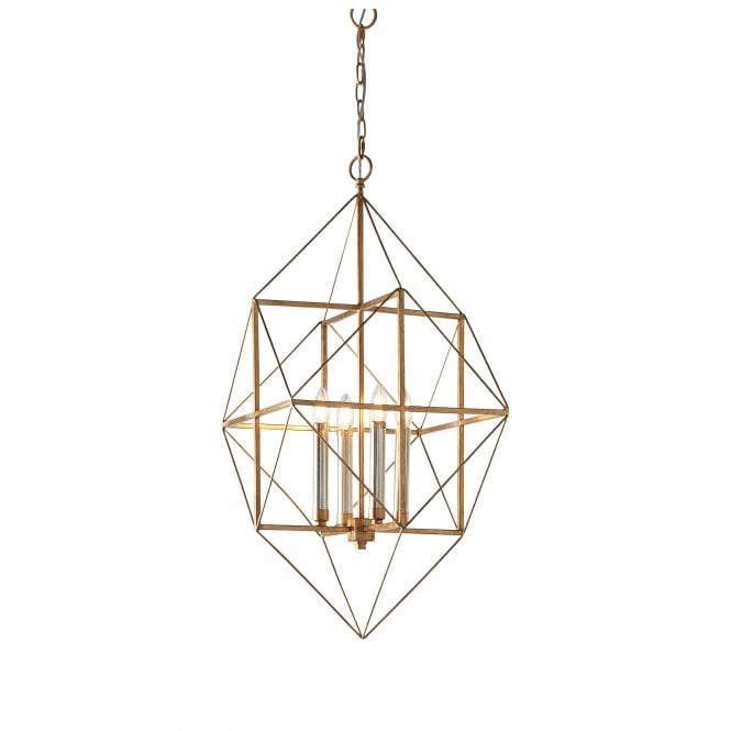 Utopia Lighting Utopia Lighting Frame 4 Light Pendant - Antique Gold With Silver Leaf - 57cm Diameter