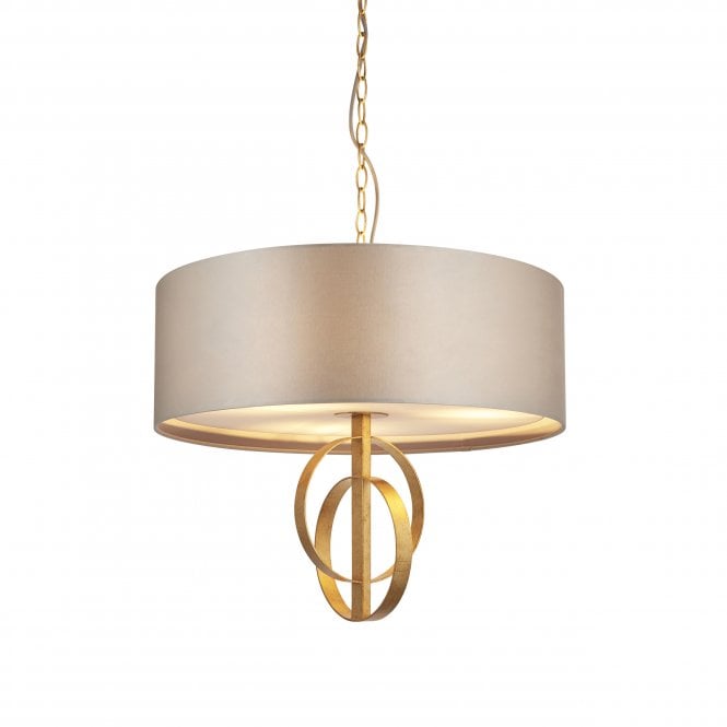 Utopia Lighting Utopia Lighting Interlink 3 Light Pendant - Antique Gold With Mink Shade - 60cm Diameter