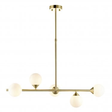 Lustre Linear Ceiling Pendant - Satin Brushed Gold & Gloss White Glass