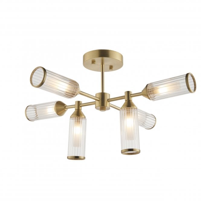 Utopia Lighting Utopia Lighting Matrix 6 Light Semi Flush Pendant - Satin Brass - 59cm Diameter