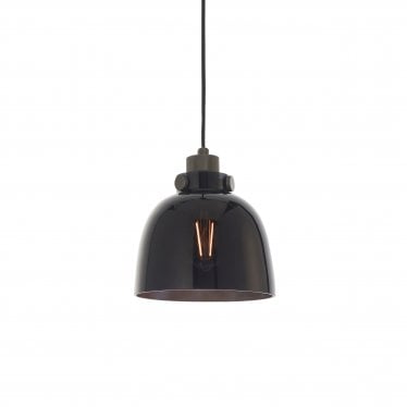 Metallic Single Pendant - Black Chrome With Black Tinted Glass