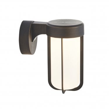 Pluto IP44 Wall Light - Brushed Bronze And Frosted Glass - Integrated LED