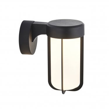 Pluto IP44 Wall Light - Matt Black And Frosted Glass - Integrated LED