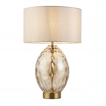 Speckle Touch Table Lamp - Satin Brass & Champagne Lustre Glass