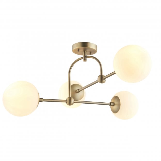 Utopia Lighting Utopia Lighting Sphere 4 Light Semi Flush Fitting - Matt Antique Brass - 70cm Diameter