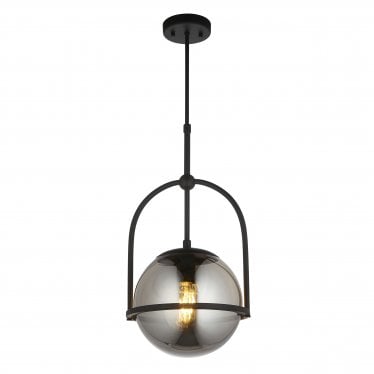 Sphere Single Pendant - Matt Black & Smoked Mirror Glass