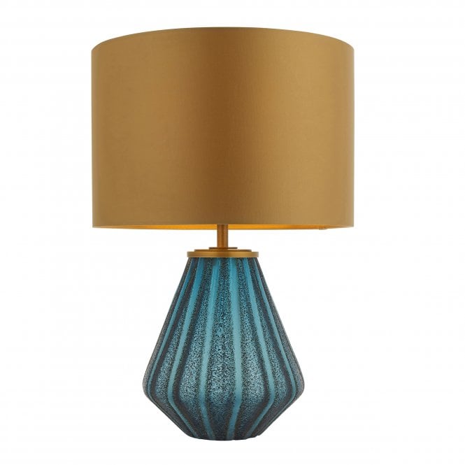 Utopia Lighting Utopia Lighting Stripe Table Lamp - Turquoise Glass And Gold Shade