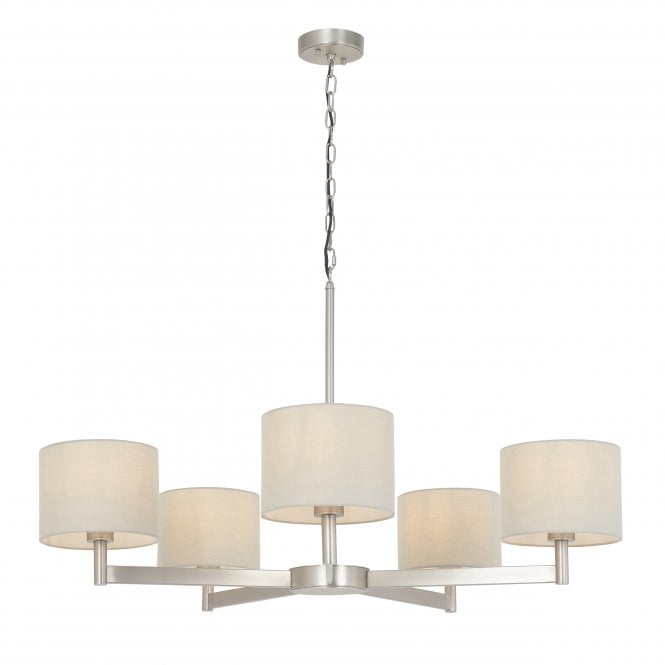 Utopia Lighting Utopia Lighting The Classic 5 Light Pendant - Matt Nickel And Taupe Shades - 100cm Diameter