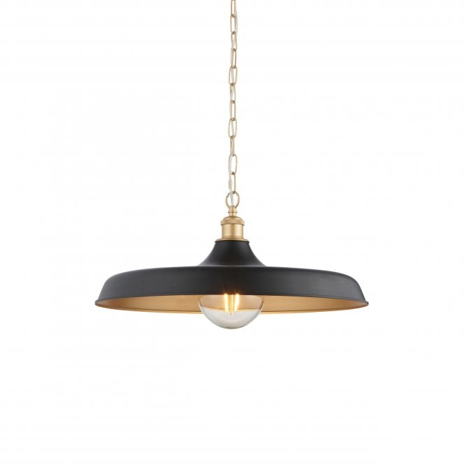 Utopia Lighting Utopia Lighting Vogue Mid Century Single Pendant Light - Matt Black & Satin Gold