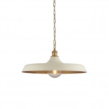 Vogue Mid Century Single Pendant Light - Matt Warm White & Satin Gold