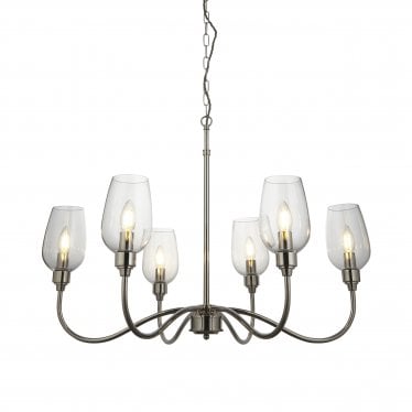 Walton 6 Light Pendant - Bright Nickel Plate & Clear Glass